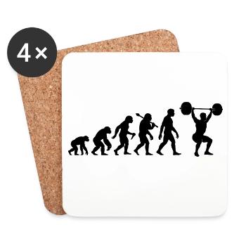 Fitness Gewichtheben Evolution Für Kraftsportler - Untersetzer (4er-Set) - Weiß - Vorne