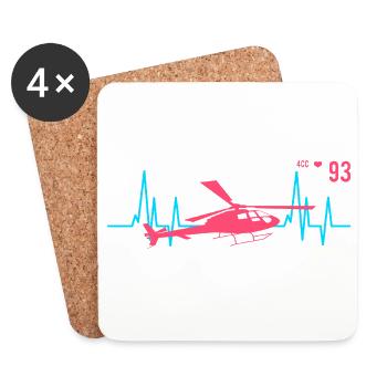 Hubschrauber Herzschlag Ekg Pilot - Untersetzer (4er-Set) - Weiß - Vorne