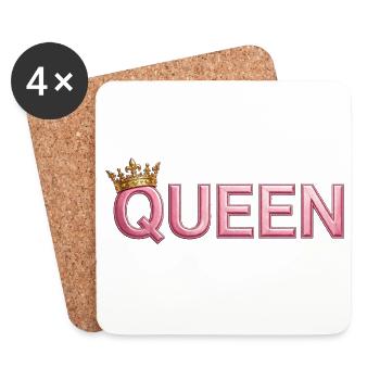 Pink Crown Queen Typografie - Untersetzer (4er-Set) - Weiß - Vorne