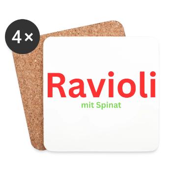 Ravioli mit Spinat  - Untersetzer (4er-Set) - Weiß - Vorne