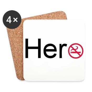 Hero fumeurs héros non-fumeurs Cadeau de sort - Dessous de verre (lot de 4) - blanc - Devant