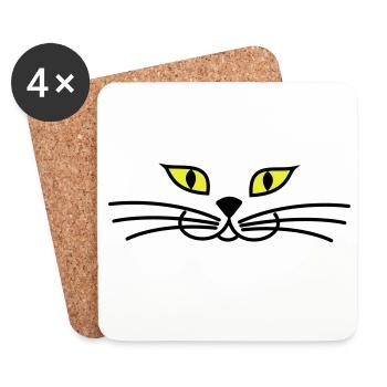 kitteh_face_green_eyes - Untersetzer (4er-Set) - Weiß - Vorne