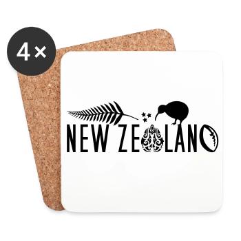 New Zealand Kiwi Sailing Rugby Maori - Coasters (set of 4) - white - Front