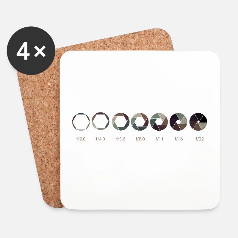 Blende Fotografie Objektiv Kamera - Untersetzer (4er-Set) - Weiß