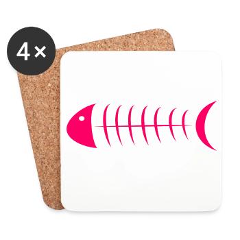 SARDINE. FISH. APRIL FOOL. EASTER. SEA - Coasters (set of 4) - white - Front