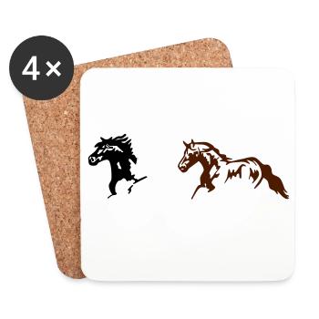 Chevaux, poneys, animaux, étalon, - Dessous de verre (lot de 4) - blanc - Devant