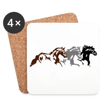 Chevaux, poneys, animaux, étalon, animal - Dessous de verre (lot de 4) - blanc - Devant
