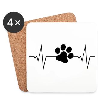 dog paw symbol pulse paw dog - Coasters (set of 4) - white - Front