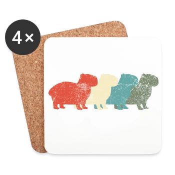 Capybara Rétro Vintage - Dessous de verre (lot de 4) - blanc - Devant