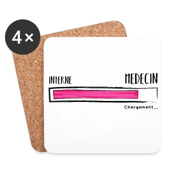 Interne Médecin Chargement. Humour Futur médecin - Dessous de verre (lot de 4) - blanc - Devant