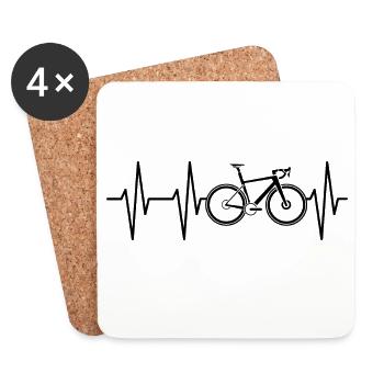 rennrad herzschlag puls ekg symbol roadbike icon - Untersetzer (4er-Set) - Weiß - Vorne