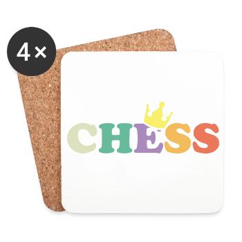 retro vintage chess classic symbol Schach Krone - Untersetzer (4er-Set) - Weiß - Vorne