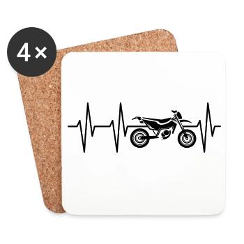 Heartbeat design supermotard Motorcycle Pulse ECG - Dessous de verre (lot de 4) - blanc - Devant