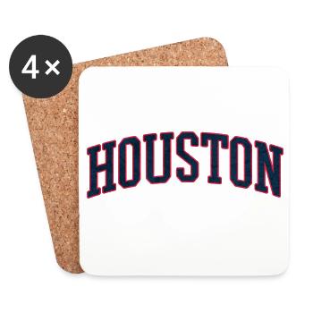 Houston Varsity Bow Lettering - Coasters (set of 4) - white - Front