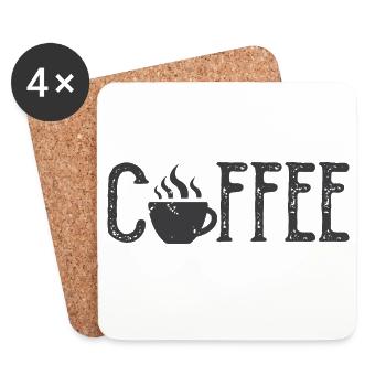 Coffee Cafe Kaffee Symbol Logo icon Illustration - Untersetzer (4er-Set) - Weiß - Vorne