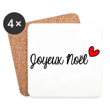 JOYEUX NOËL. NOËL. MERRY CHRISTMAS. NOUVEL AN - Dessous de verre (lot de 4) - blanc - Devant