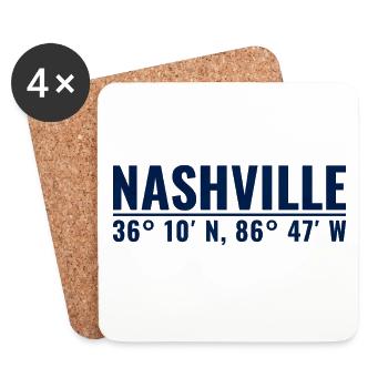 Nashville Koordinaten Stamp - Untersetzer (4er-Set) - Weiß - Vorne