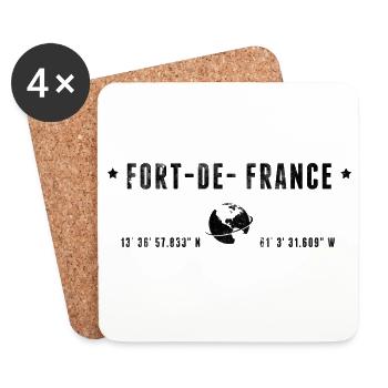 Fort-de-France Martinique Coordonnées - Dessous de verre (lot de 4) - blanc - Devant