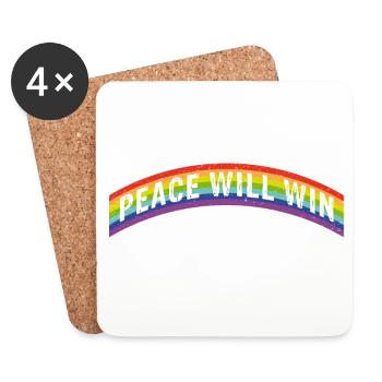 Rainbow Regenbogen Peace will win - Untersetzer (4er-Set) - Weiß - Vorne