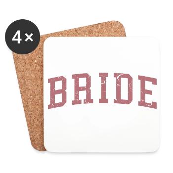Braut passende Verlobung Brautdusche Hochzeit - Untersetzer (4er-Set) - Weiß - Vorne