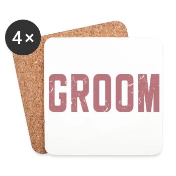 Bräutigam Cool Matching Paar Hochzeitsfeier Hochzeit - Untersetzer (4er-Set) - Weiß - Vorne