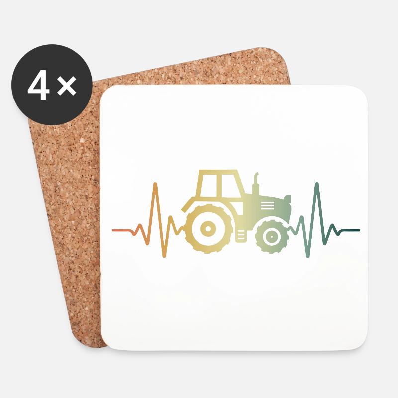 Herzschlag Traktor Trekker Puls EKG - Untersetzer (4er-Set) - Weiß