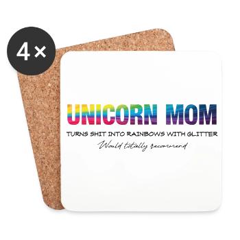 Einhorn Mama Dunkel - Untersetzer (4er-Set) - Weiß - Vorne