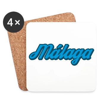 Malaga Coastal Script Bleu - Dessous de verre (lot de 4) - blanc - Devant