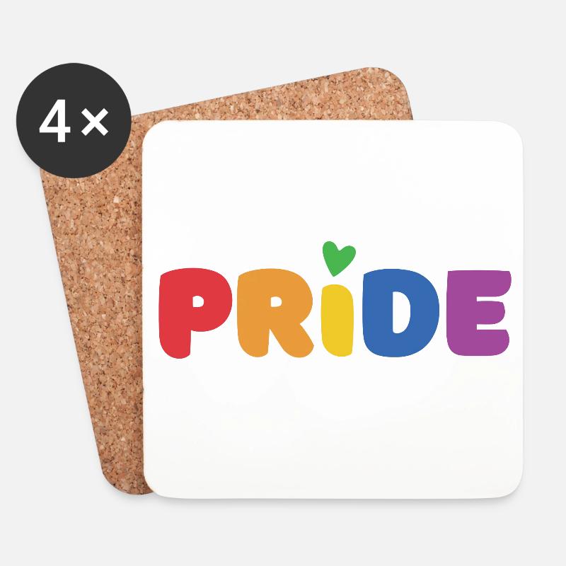 LGBTQ+ Pride-Monat - Untersetzer (4er-Set) - Weiß