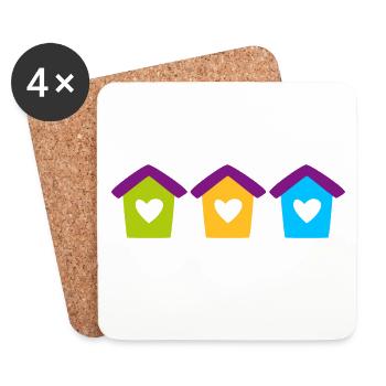 Nichoir Maison Jardin Coeur Enfants Maison Colorée - Dessous de verre (lot de 4) - blanc - Devant