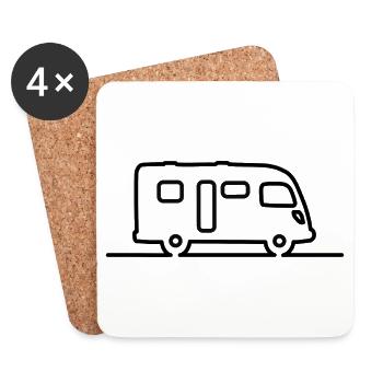 Camping-car intégré - contour simple - Dessous de verre (lot de 4) - blanc - Devant