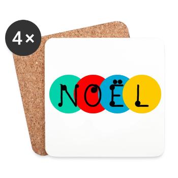 NOËL. JOYEUX NOËL. MERRY CHRISTMAS. NOUVEL AN - Dessous de verre (lot de 4) - blanc - Devant