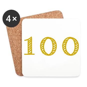 100. 100 YEARS. 100th ANNIVERSARY. 100 BIRTHDAY - Coasters (set of 4) - white - Front