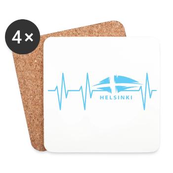 pouls helsinki heartbeat finlande symbole icône Logo - Dessous de verre (lot de 4) - blanc - Devant