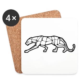 Panther Geometric Design - Coasters (set of 4) - white - Front