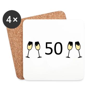 50e anniversaire 50 ans 50 Numéro 50 Noir - Dessous de verre (lot de 4) - blanc - Devant