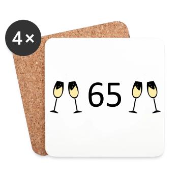 65th Birthday 65 Years Anniversary 65 Number 65 Black - Coasters (set of 4) - white - Front