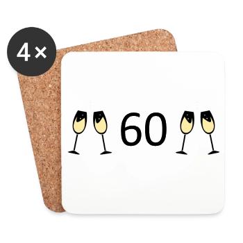 60th Birthday 60th Anniversary 60 Number 60 black - Coasters (set of 4) - white - Front