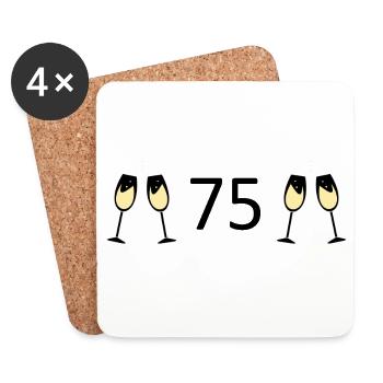 75th Birthday 75 Years Anniversary 75 Number 75 Black - Coasters (set of 4) - white - Front