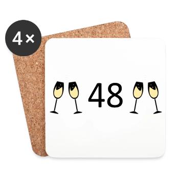 48e anniversaire 48 ans 48 ans numéro 48 - Dessous de verre (lot de 4) - blanc - Devant