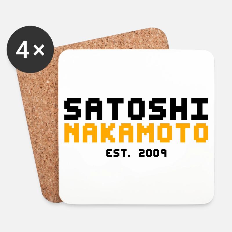 Satoshi Nakamoto 2009 Bitcoin - Untersetzer (4er-Set) - Weiß