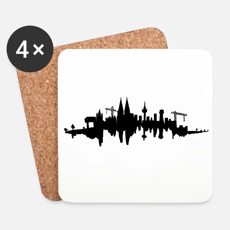 Kölner Skyline - Untersetzer (4er-Set) - Weiß