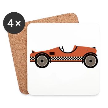 Red Textured Race Car - Coasters (set of 4) - white - Front