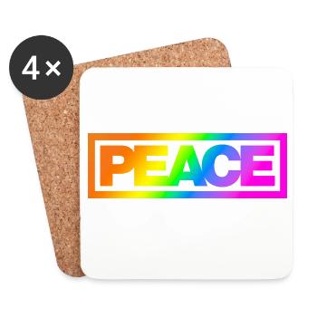 Typo PEACE Rainbowcolours - Untersetzer (4er-Set) - Weiß - Vorne