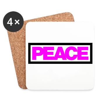 Typo PEACE Kontur 2C - Untersetzer (4er-Set) - Weiß - Vorne