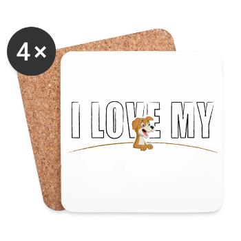 J’aime mon chien - Dessous de verre (lot de 4) - blanc - Devant
