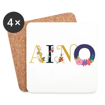 AINO name decorated with flowers - Coasters (set of 4) - white - Front