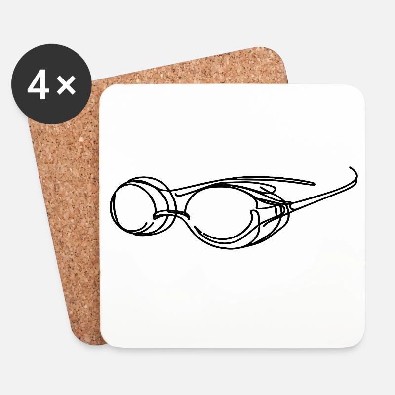 Schwimmbrille Grafik - Untersetzer (4er-Set) - Weiß