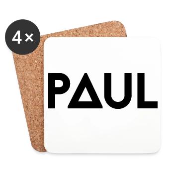 Prénom Paul - Dessous de verre (lot de 4) - blanc - Devant