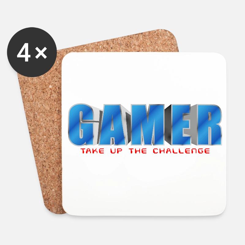 NERDY forever - Gamer - Untersetzer (4er-Set) - Weiß